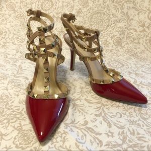 Red Studded strappy heels